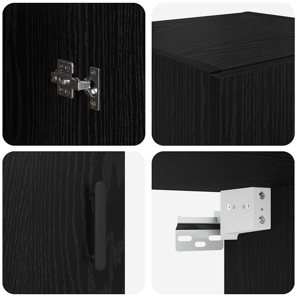 vidaXL Wandschrank Schwarz Eichen-Optik 34,5 x 34 x 90 cm