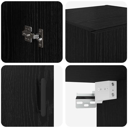 vidaXL Wandschrank Schwarz Eichen-Optik 34,5 x 34 x 90 cm