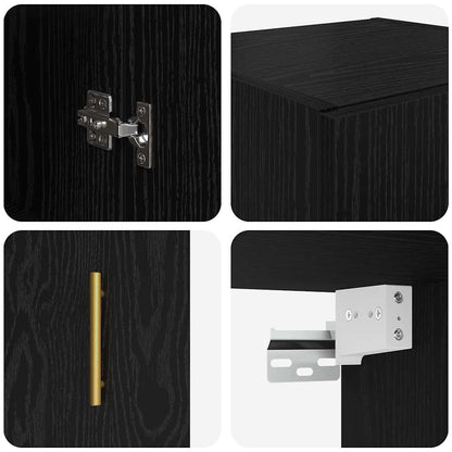 vidaXL Wandschrank Schwarz Eichen-Optik 34,5 x 34 x 90 cm