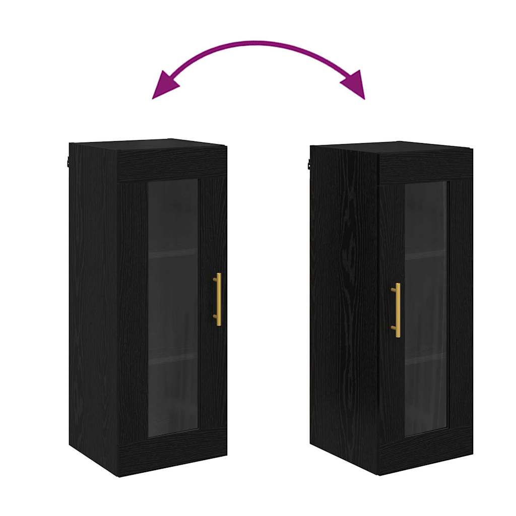 vidaXL Wandschrank Schwarz Eichen-Optik 34,5 x 34 x 90 cm
