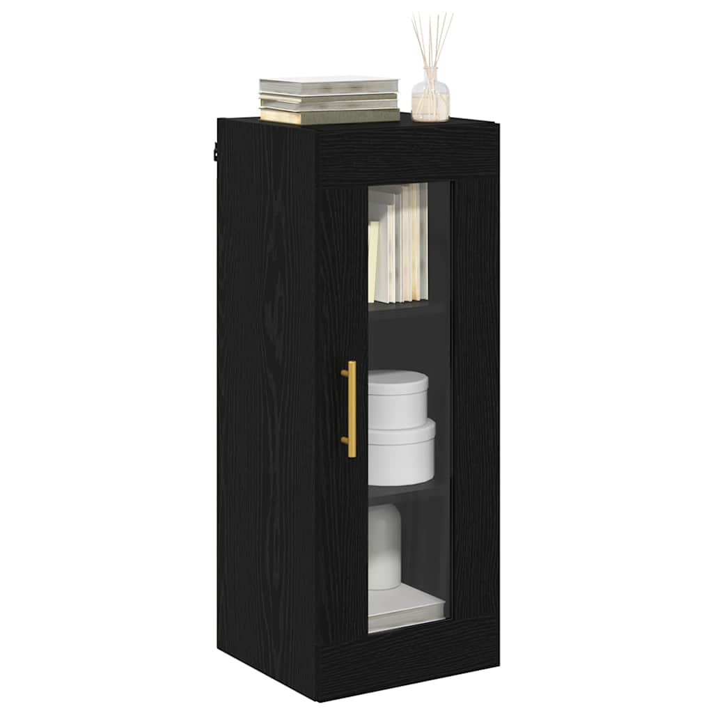 vidaXL Wandschrank Schwarz Eichen-Optik 34,5 x 34 x 90 cm