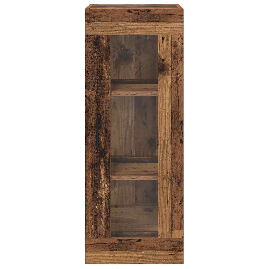 vidaXL Wandschrank Altholz 34,5 x 34 x 90 cm Engineered Wood und Glas