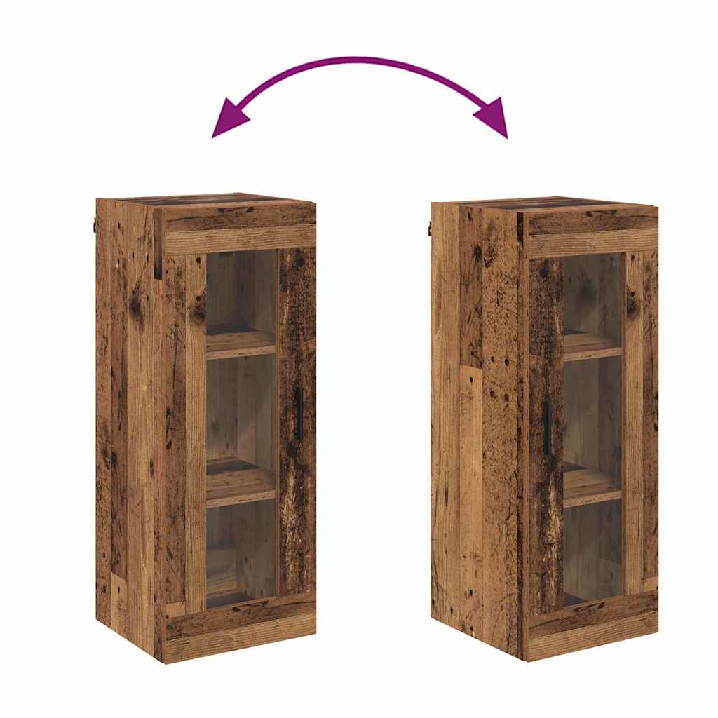 vidaXL Wandschrank Altholz 34,5 x 34 x 90 cm Engineered Wood und Glas
