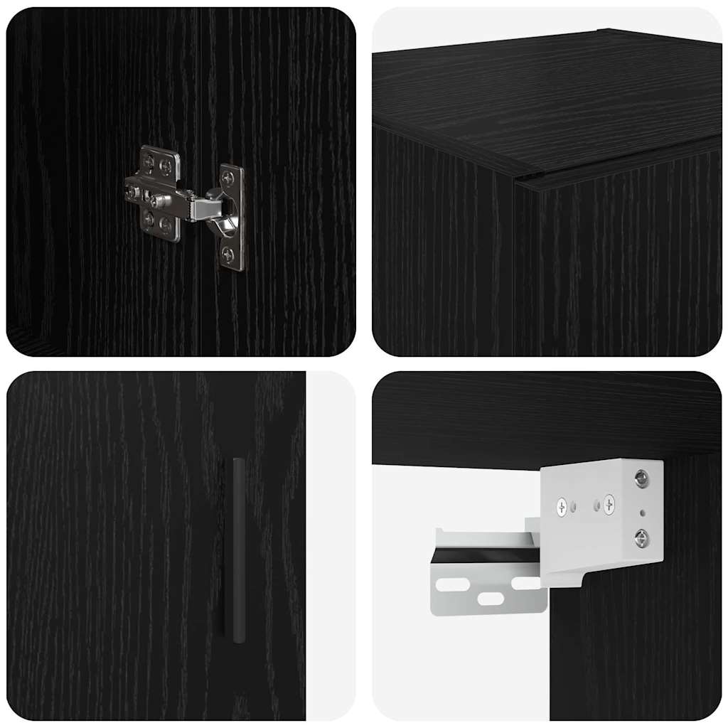 vidaXL Wandschrank Schwarz Eichen-Optik 34,5 x 34 x 90 cm