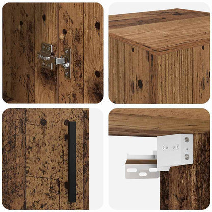 vidaXL Wandschrank Altholz 34,5 x 34 x 90 cm Engineered Wood und Glas