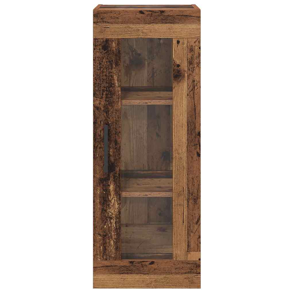 vidaXL Wandschrank Altholz 34,5 x 34 x 90 cm Engineered Wood und Glas