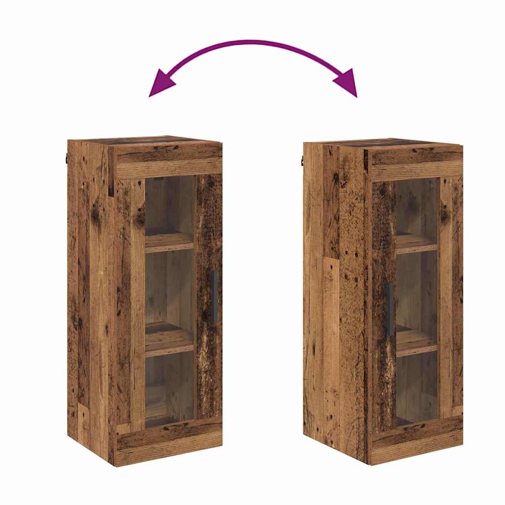 vidaXL Wandschrank Altholz 34,5 x 34 x 90 cm Engineered Wood und Glas