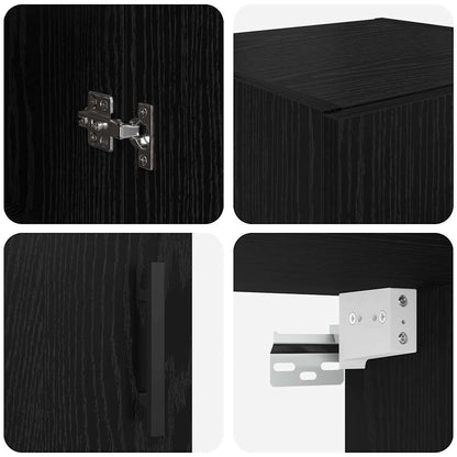 vidaXL Wandschrank Schwarz Eichen-Optik 34,5 x 34 x 90 cm