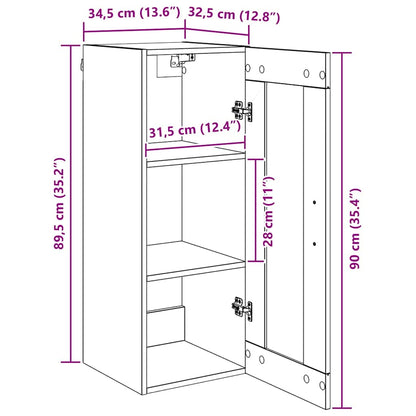 vidaXL Wandschrank Schwarz Eichen-Optik 34,5 x 34 x 90 cm