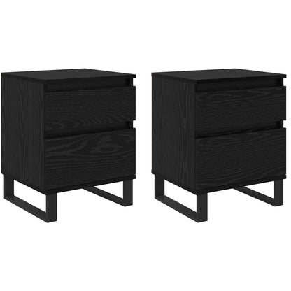 vidaXL Nachttisch 2 pcs Schwarz Eichen-Optik 40 x 35 x 50 cm
