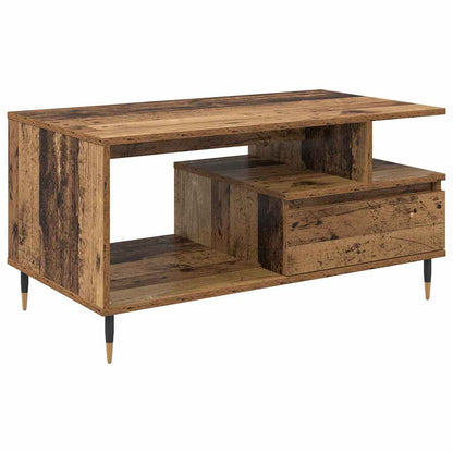 vidaXL Couchtisch mit Schubladen Altholz 90 x 49 x 45 cm Holzwerkstoff