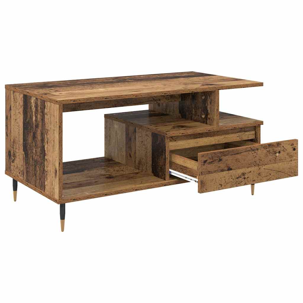 vidaXL Couchtisch mit Schubladen Altholz 90 x 49 x 45 cm Holzwerkstoff