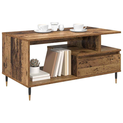 vidaXL Couchtisch mit Schubladen Altholz 90 x 49 x 45 cm Holzwerkstoff
