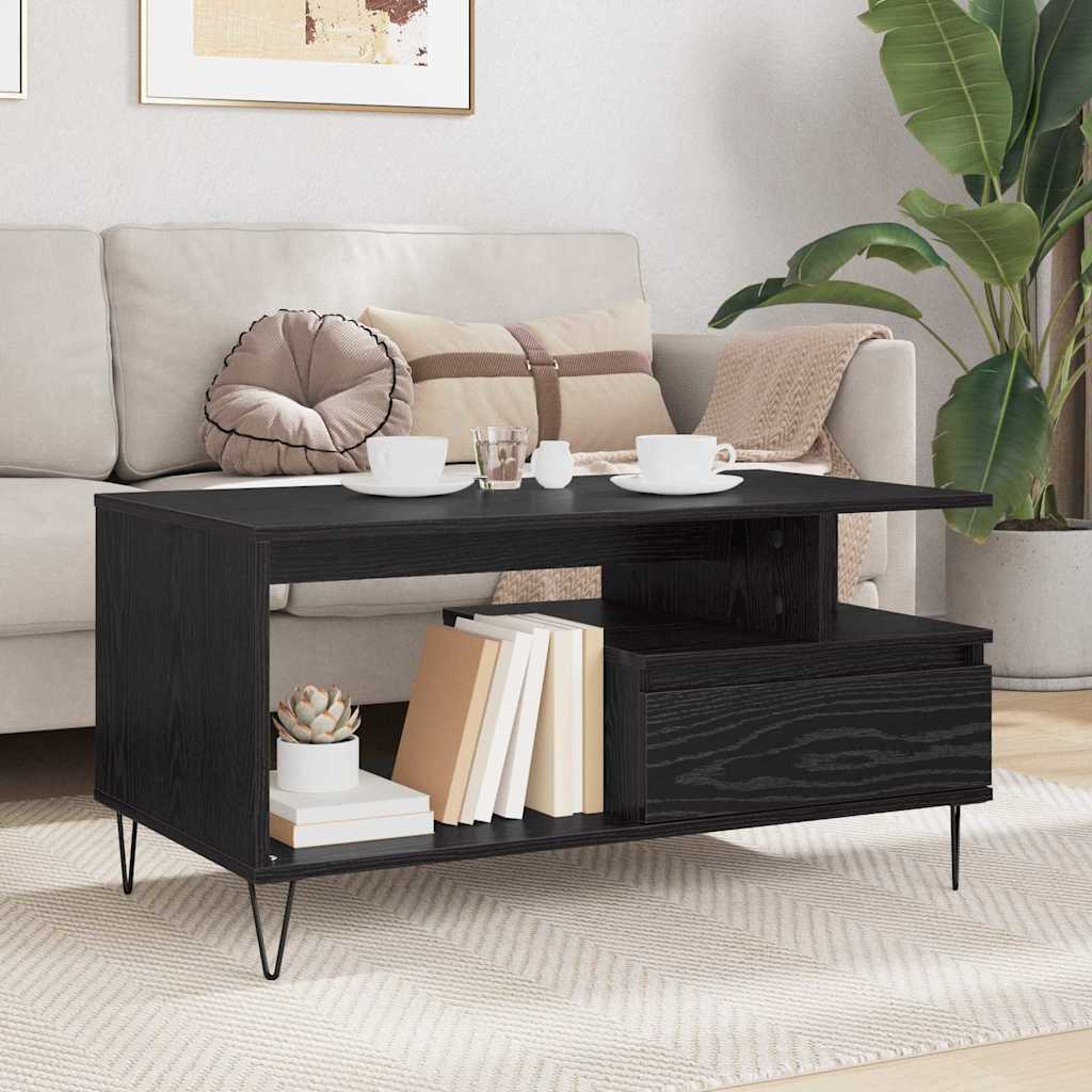 vidaXL Couchtisch Schwarz Eichen-Optik 90 x 49 x 45 cm Holzwerkstoff