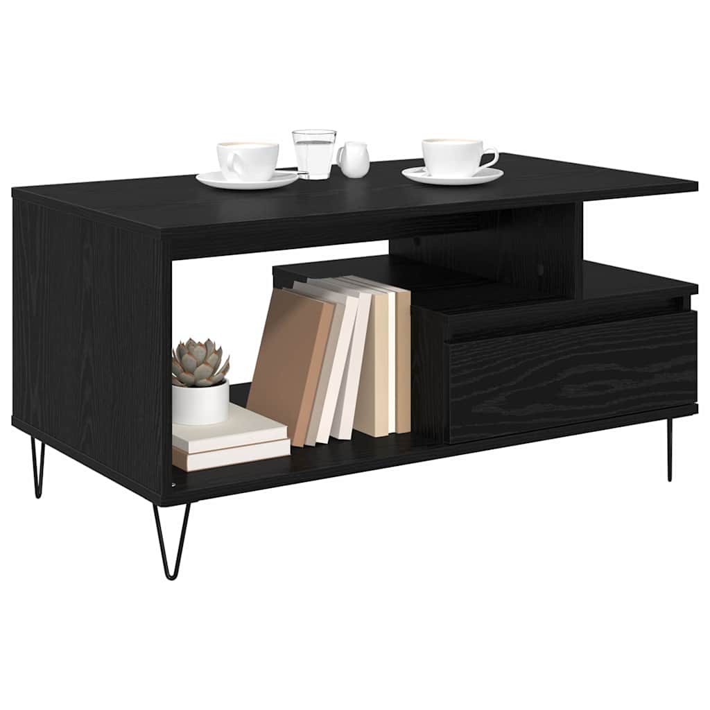 vidaXL Couchtisch Schwarz Eichen-Optik 90 x 49 x 45 cm Holzwerkstoff