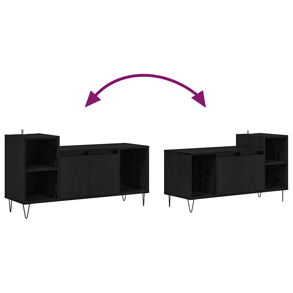 TV-Schränk Schwarz Eichen-Optik 100 x 35 x 55 cm Holzwerkstoff