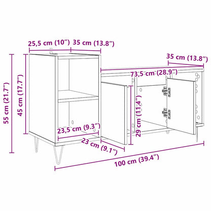 vidaXL TV-Schränk Schwarz Eichen-Optik 100 x 35 x 55 cm Holzwerkstoff