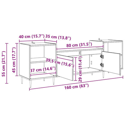 vidaXL TV-Schränk Schwarz Eichen-Optik 160 x 35 x 55 cm Holzwerkstoff