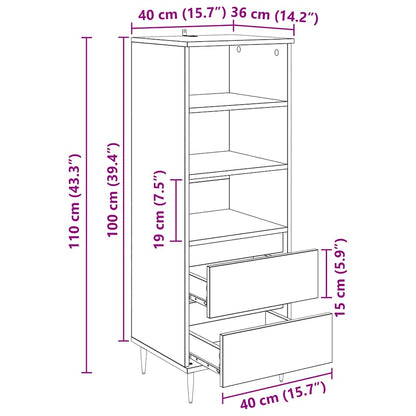 vidaXL Highboard mit Schubladen Altholz 40 x 36 x 110 cm Holzwerkstoff