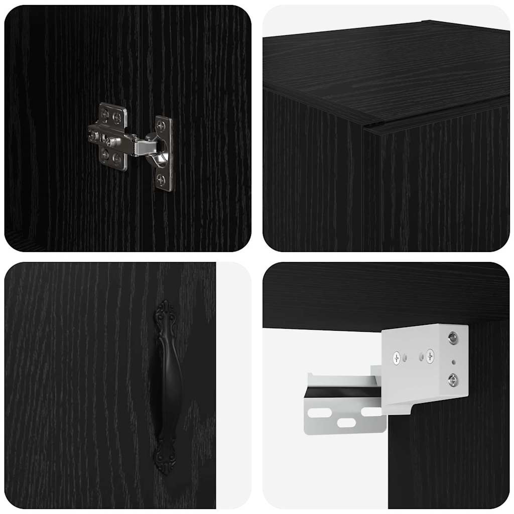vidaXL Wandschrank Schwarz Eichen-Optik 69,5 x 34 x 90 cm