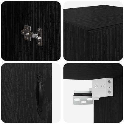 vidaXL Wandschrank Schwarz Eichen-Optik 69,5 x 34 x 90 cm