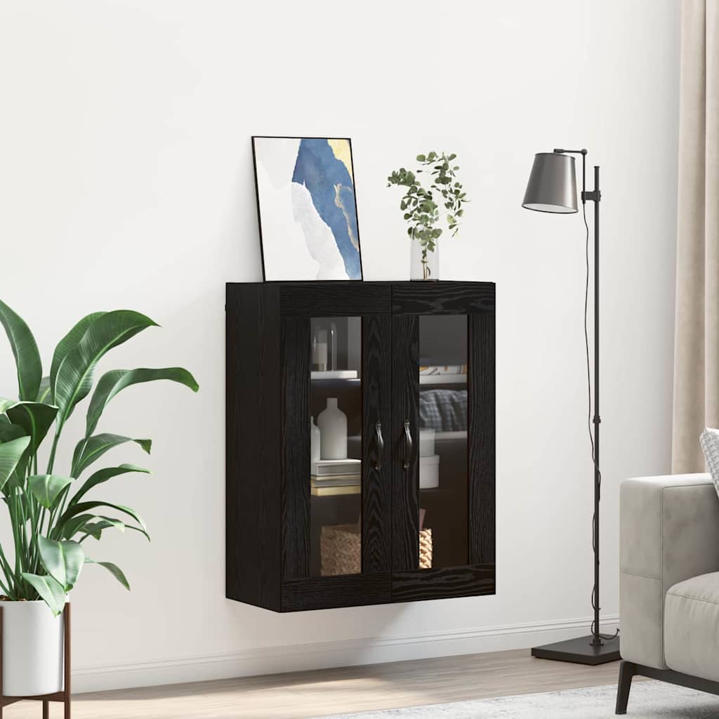 vidaXL Wandschrank Schwarz Eichen-Optik 69,5 x 34 x 90 cm