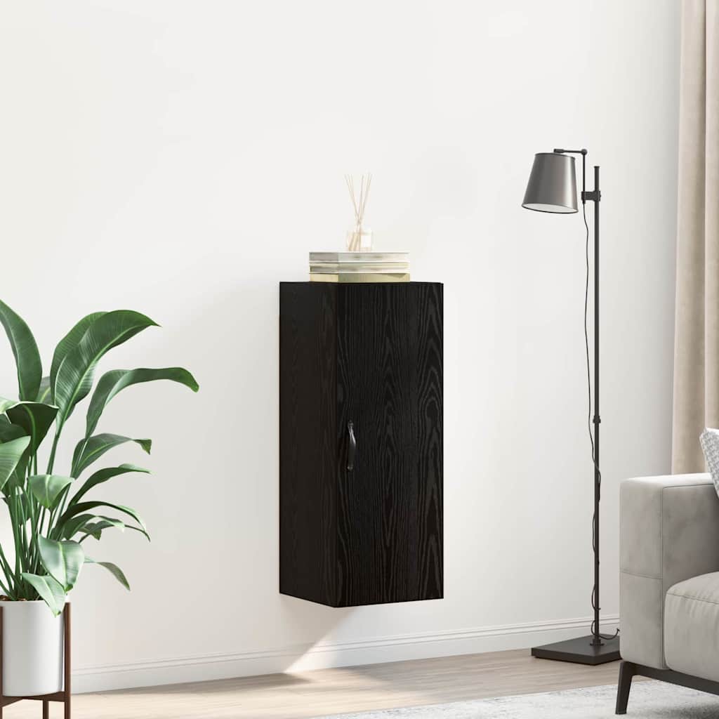 vidaXL Wandschrank Schwarz Eichen-Optik 34,5 x 34 x 90 cm