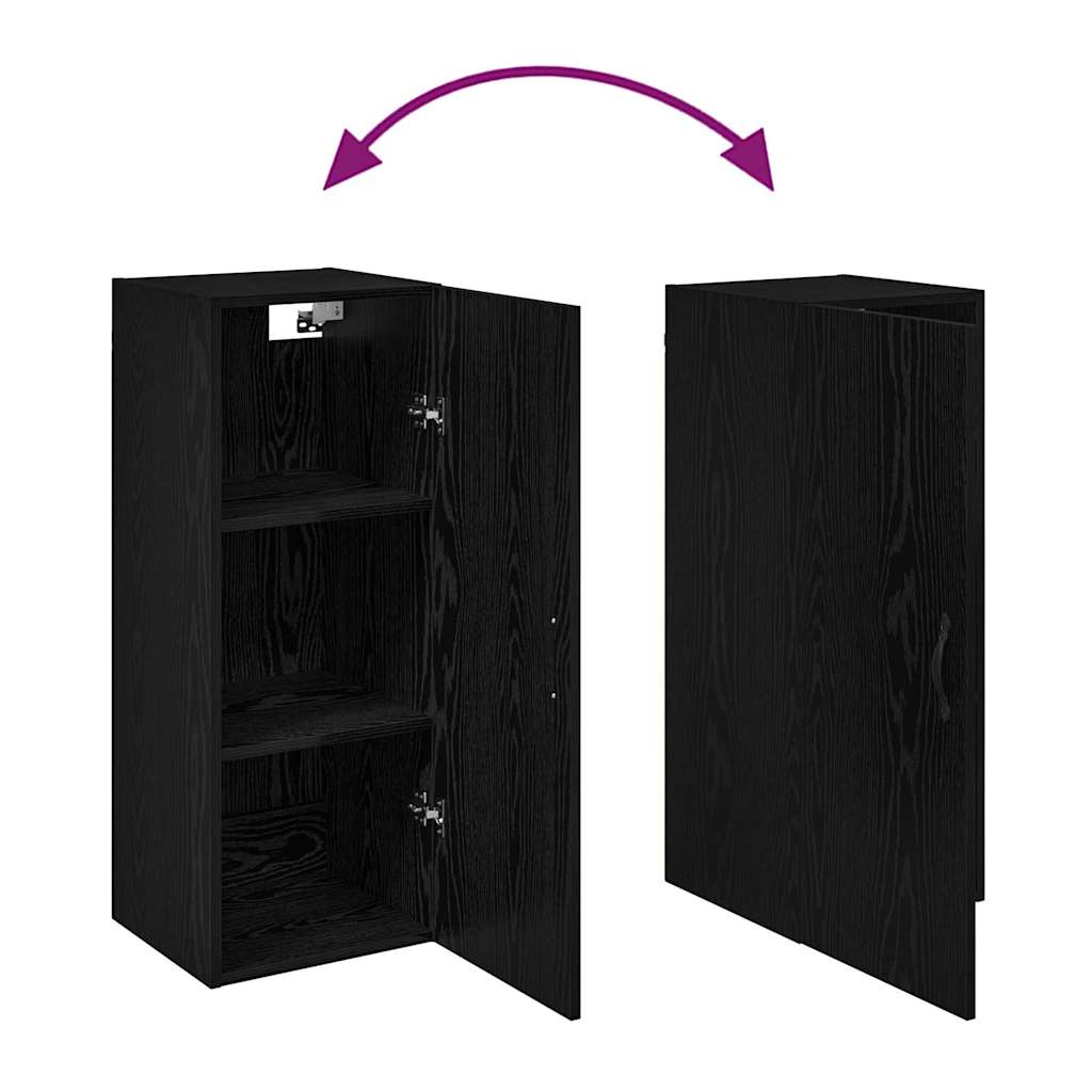vidaXL Wandschrank Schwarz Eichen-Optik 34,5 x 34 x 90 cm