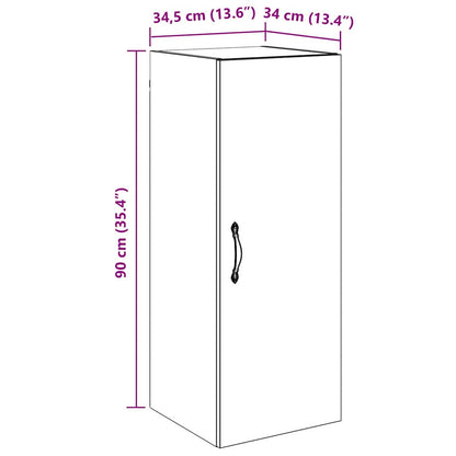 vidaXL Wandschrank Schwarz Eichen-Optik 34,5 x 34 x 90 cm