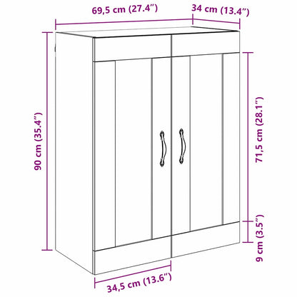 vidaXL Wandschrank Altholz 69,5 x 34 x 90 cm Holzwerkstoff