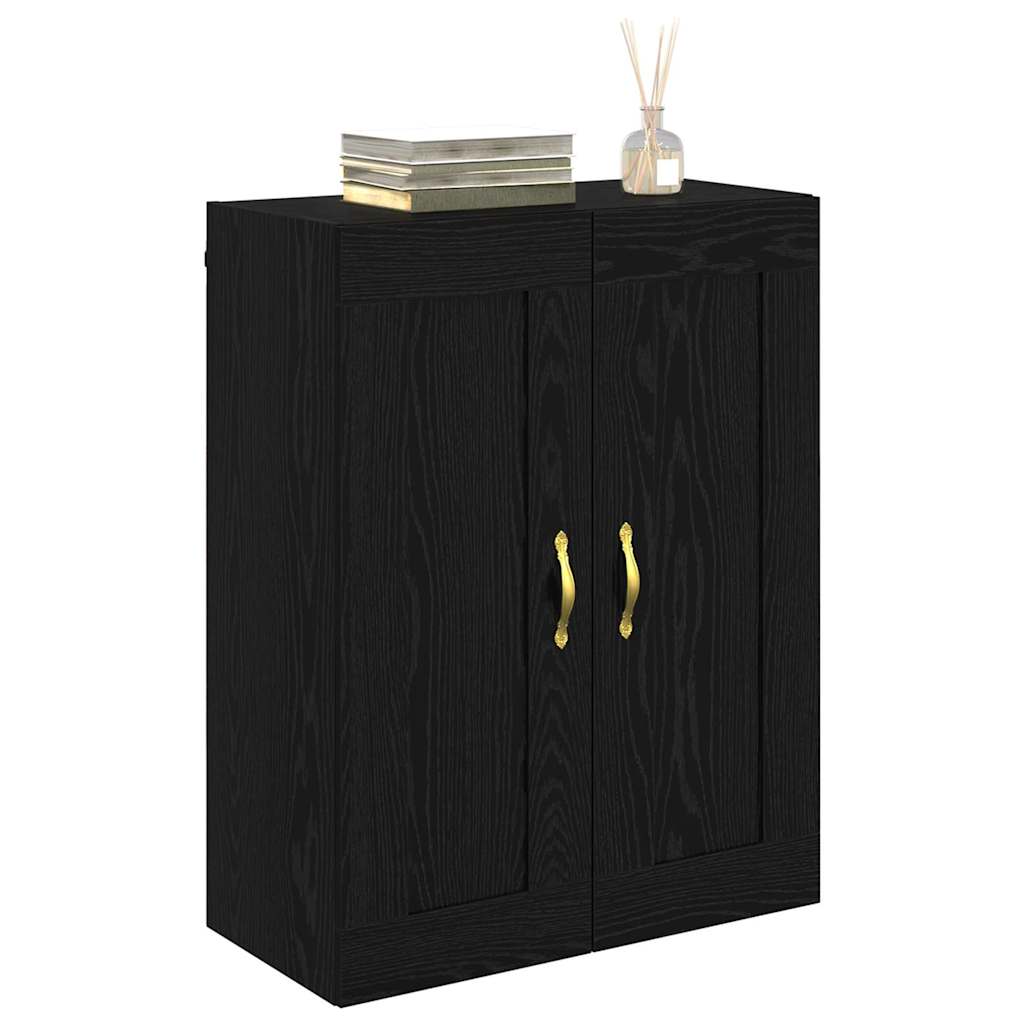 Wandschrank Schwarz Eichen-Optik 69,5 x 34 x 90 cm
