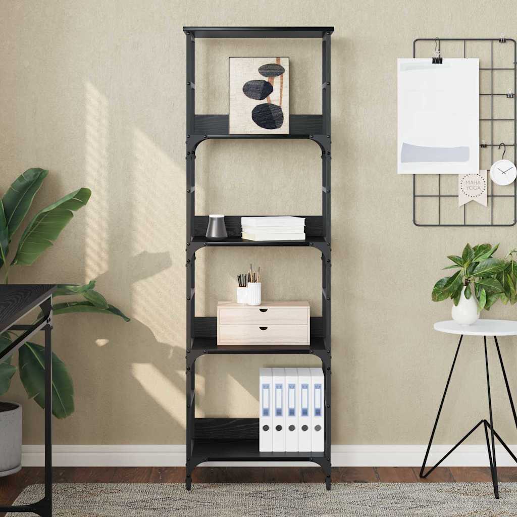 Bücherregal Schwarz Eichen-Optik 50 x 33 x 153 cm Holzwerkstoff