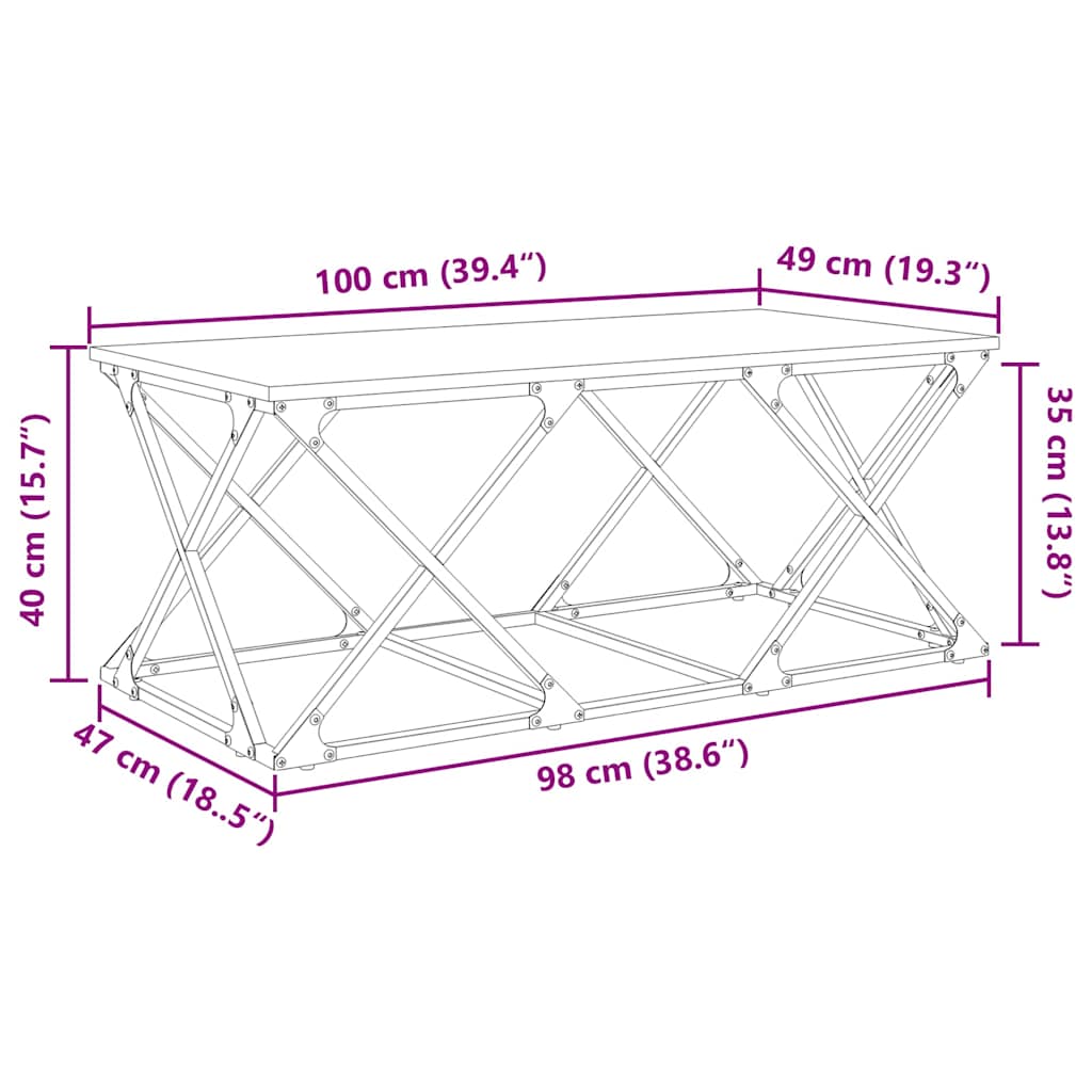 vidaXL Couchtisch Artisan-Eiche 100 x 49 x 40 cm Holzwerkstoff