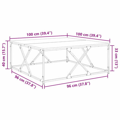 vidaXL Couchtisch Schwarz Eichen-Optik 100 x 100 x 40 cm Holzwerkstoff