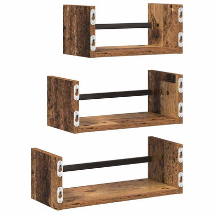 vidaXL Wandregal-Set mit Regal 3 pcs Altholz 40x16x14cm Holzwerkstoff