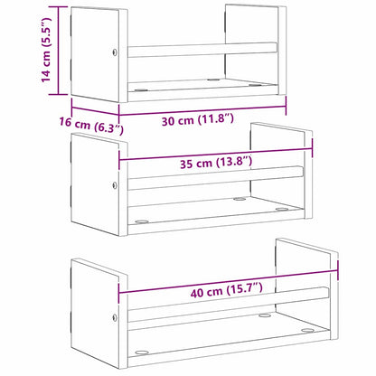 vidaXL Wandregal-Set mit Regal 3 pcs Altholz 40x16x14cm Holzwerkstoff