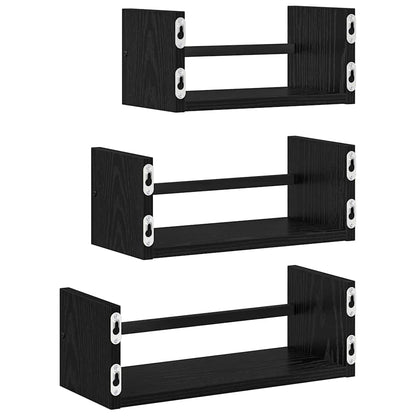 vidaXL Wandregal-Set mit Regal 3 pcs Schwarz Eichen-Optik 40x16x14cm