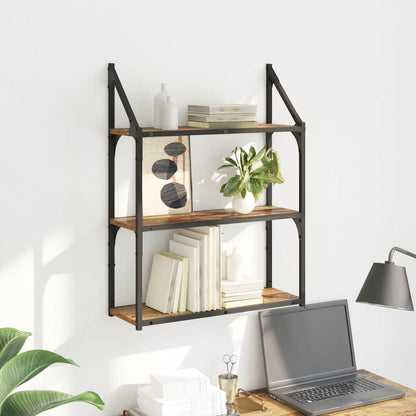 vidaXL Wandregal mit Regal Altholz 60 x 21 x 78,5 cm Holzwerkstoff