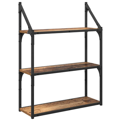 vidaXL Wandregal mit Regal Altholz 60 x 21 x 78,5 cm Holzwerkstoff