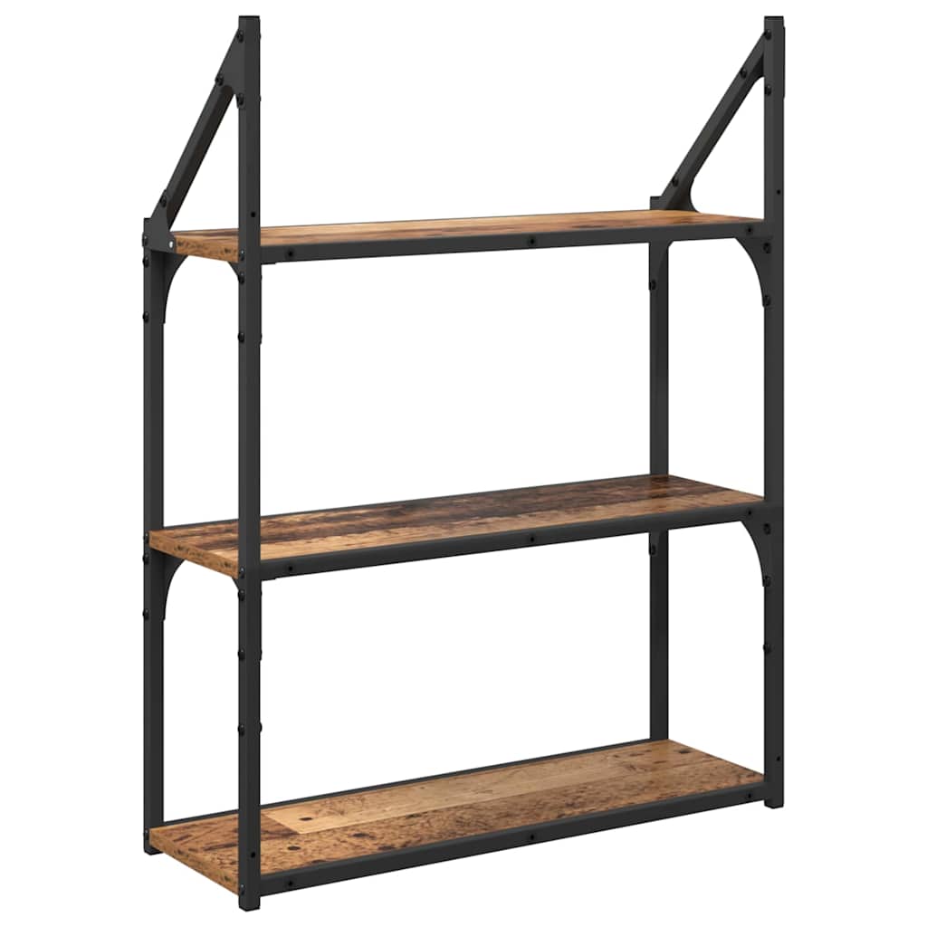 vidaXL Wandregal mit Regal Altholz 60 x 21 x 78,5 cm Holzwerkstoff