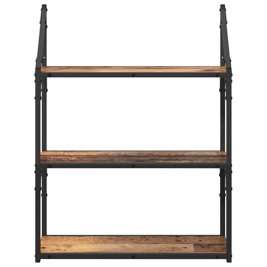 vidaXL Wandregal mit Regal Altholz 60 x 21 x 78,5 cm Holzwerkstoff