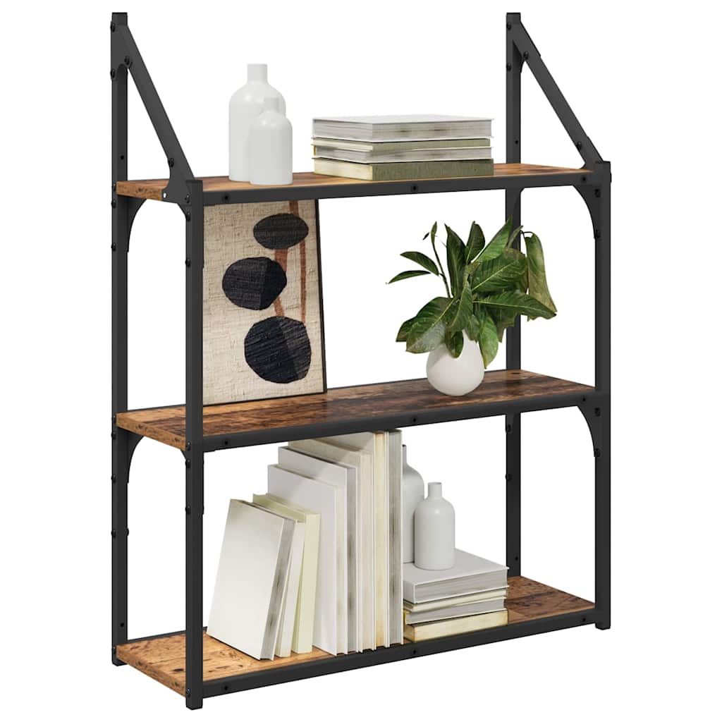 vidaXL Wandregal mit Regal Altholz 60 x 21 x 78,5 cm Holzwerkstoff