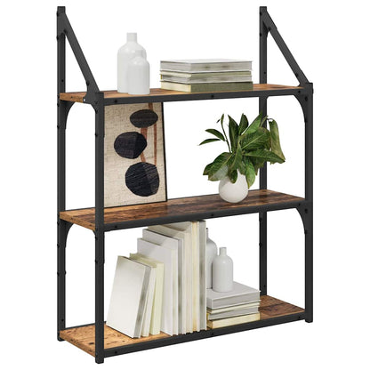 vidaXL Wandregal mit Regal Altholz 60 x 21 x 78,5 cm Holzwerkstoff