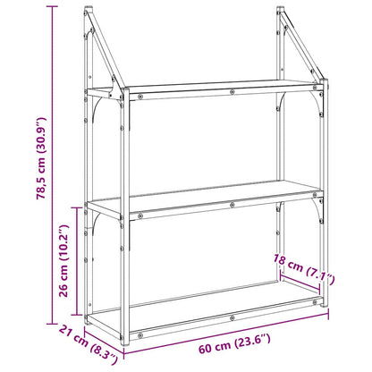Wandregal Artisan-Eiche 60 x 21 x 78,5 cm Holzwerkstoff