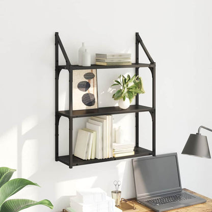 vidaXL Wandregal Schwarz Eichen-Optik 60 x 21 x 78,5 cm Holzwerkstoff