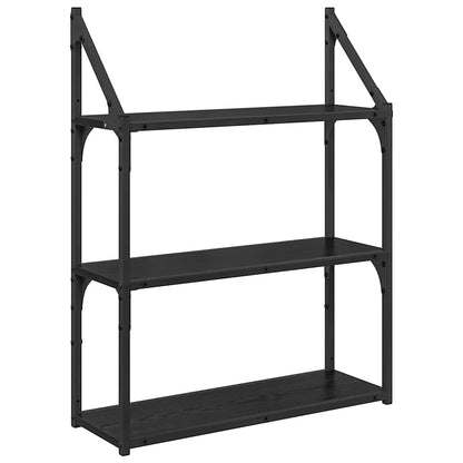 vidaXL Wandregal Schwarz Eichen-Optik 60 x 21 x 78,5 cm Holzwerkstoff