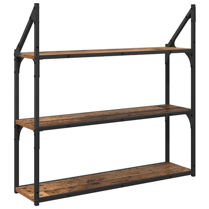vidaXL Wandregal mit Regal Altholz 80 x 21 x 78,5 cm Holzwerkstoff