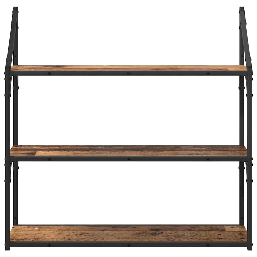vidaXL Wandregal mit Regal Altholz 80 x 21 x 78,5 cm Holzwerkstoff