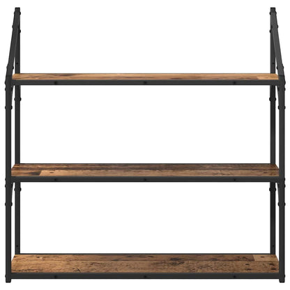 vidaXL Wandregal mit Regal Altholz 80 x 21 x 78,5 cm Holzwerkstoff