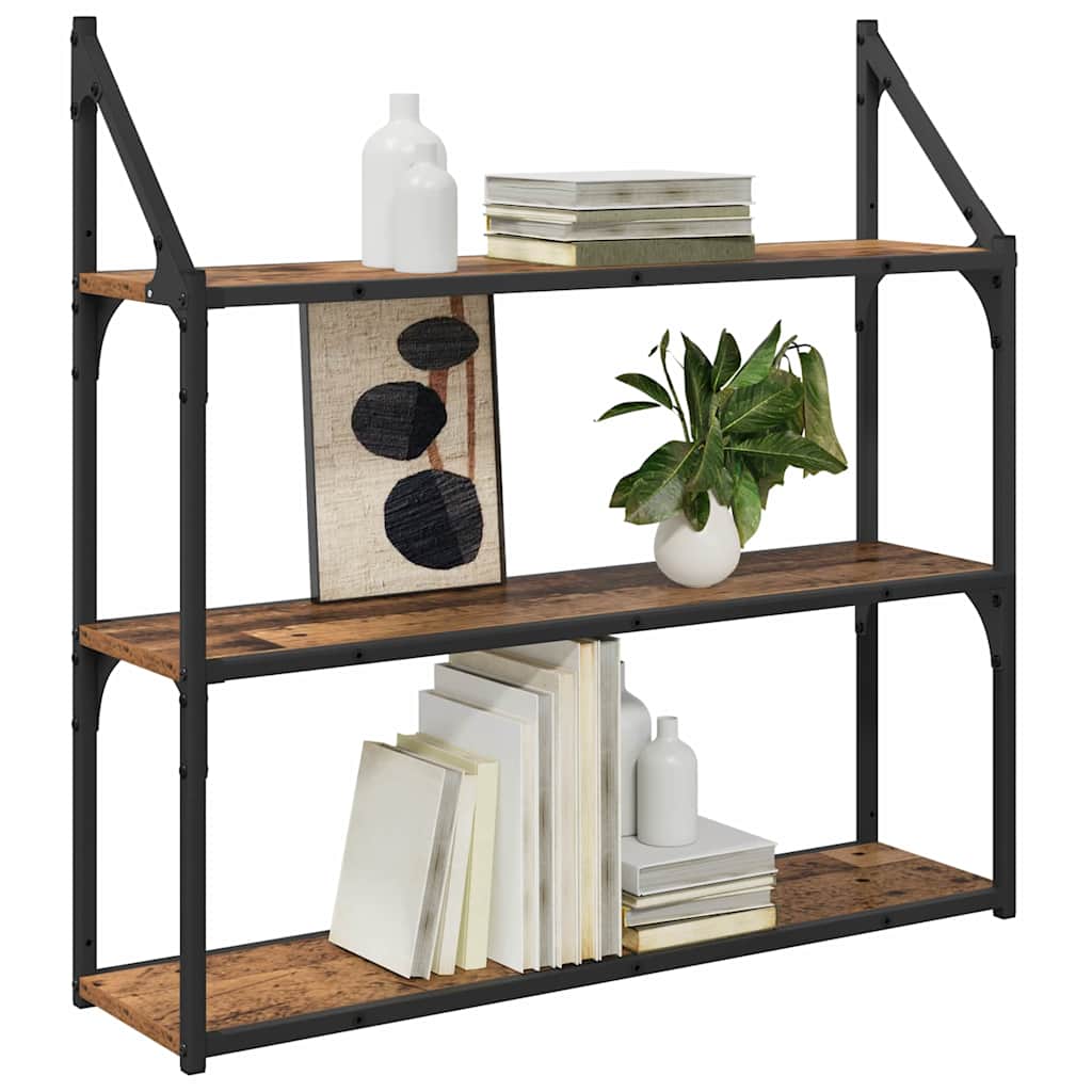 vidaXL Wandregal mit Regal Altholz 80 x 21 x 78,5 cm Holzwerkstoff